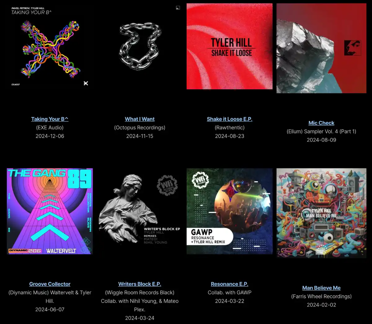 Tyler Hill Music Releases 2024 Tyler's releases in 2024